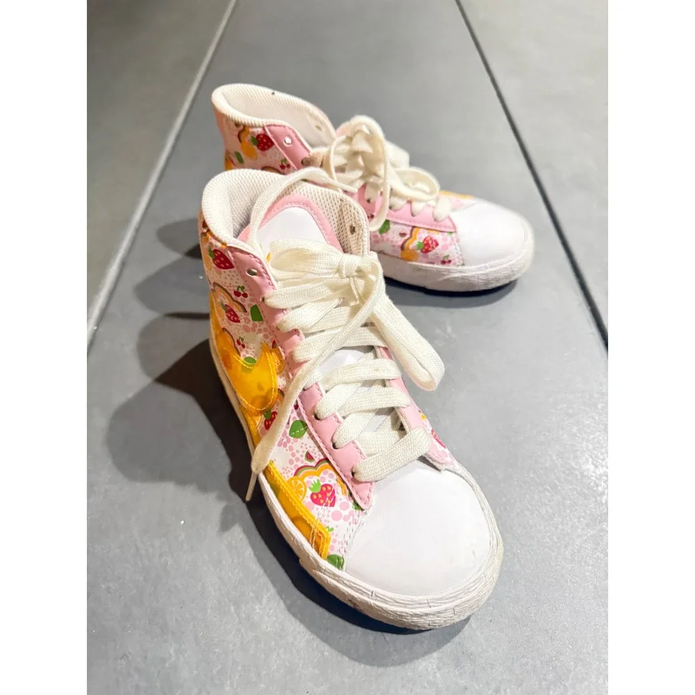 Nike Blazer Mid Kids 12C Fruit Print Pink Orange High Top Sneakers